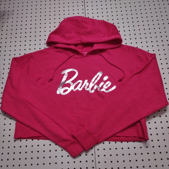 Barbie Tops Barbie Pink Cropped Hoodie Size Small Poshmark
